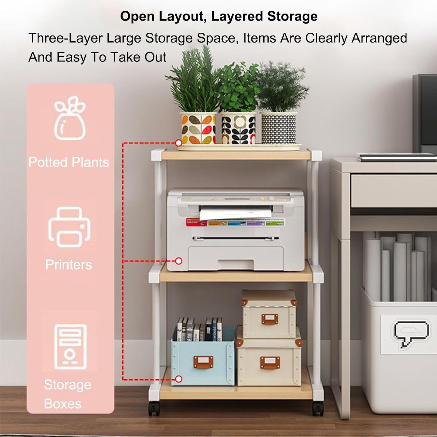 3-Tier Audio Media Stand, Stereo Cabinet for Record Players & DVD Players, Modern AV Furniture for Living Room, Gaming Room & Music Studio (White)