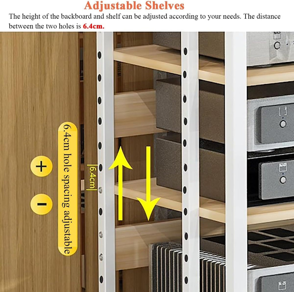 BYZOMU Living Room Media Storage Cabinet, Audio Video Equipment Rack Stereo Component Stand Furniture Shelf