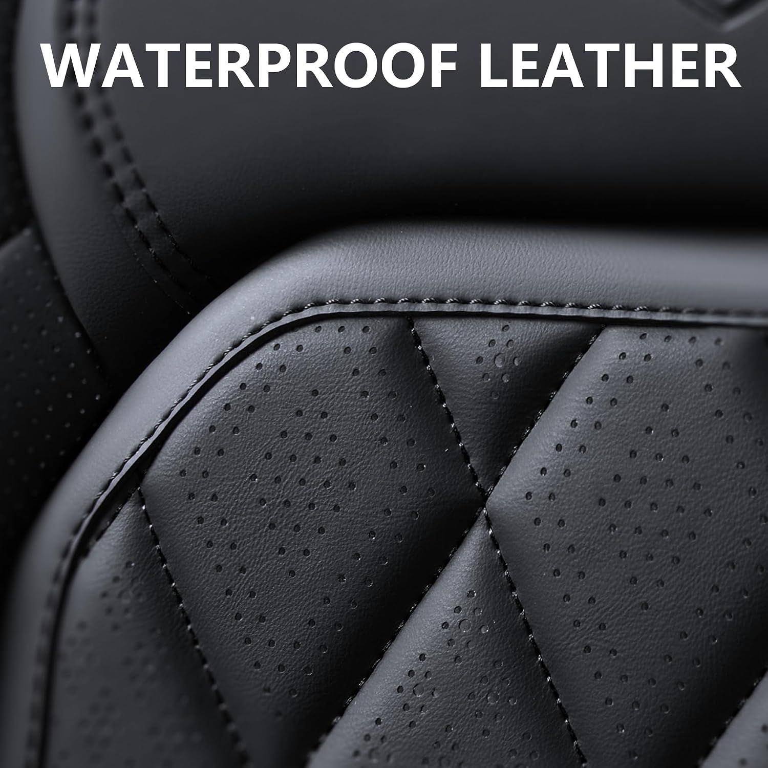 Coverado Car Seat Covers Full Set, Front and Back Seat Covers for Cars, Luxury Faux Leather Waterproof Seat Covers, Black Car Seat Covers, Car Seat Protector Accessories Universal Fit Most Vehicles