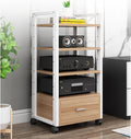 1m Tall Mobile Audio Rack Shelf, Amplifier Holder Cabinet for Recording Room/Home Cinema Media Equipment Storage, Multiple Shelf Entertainment Stand - Black White(Deep Coffee,4 Tier)
