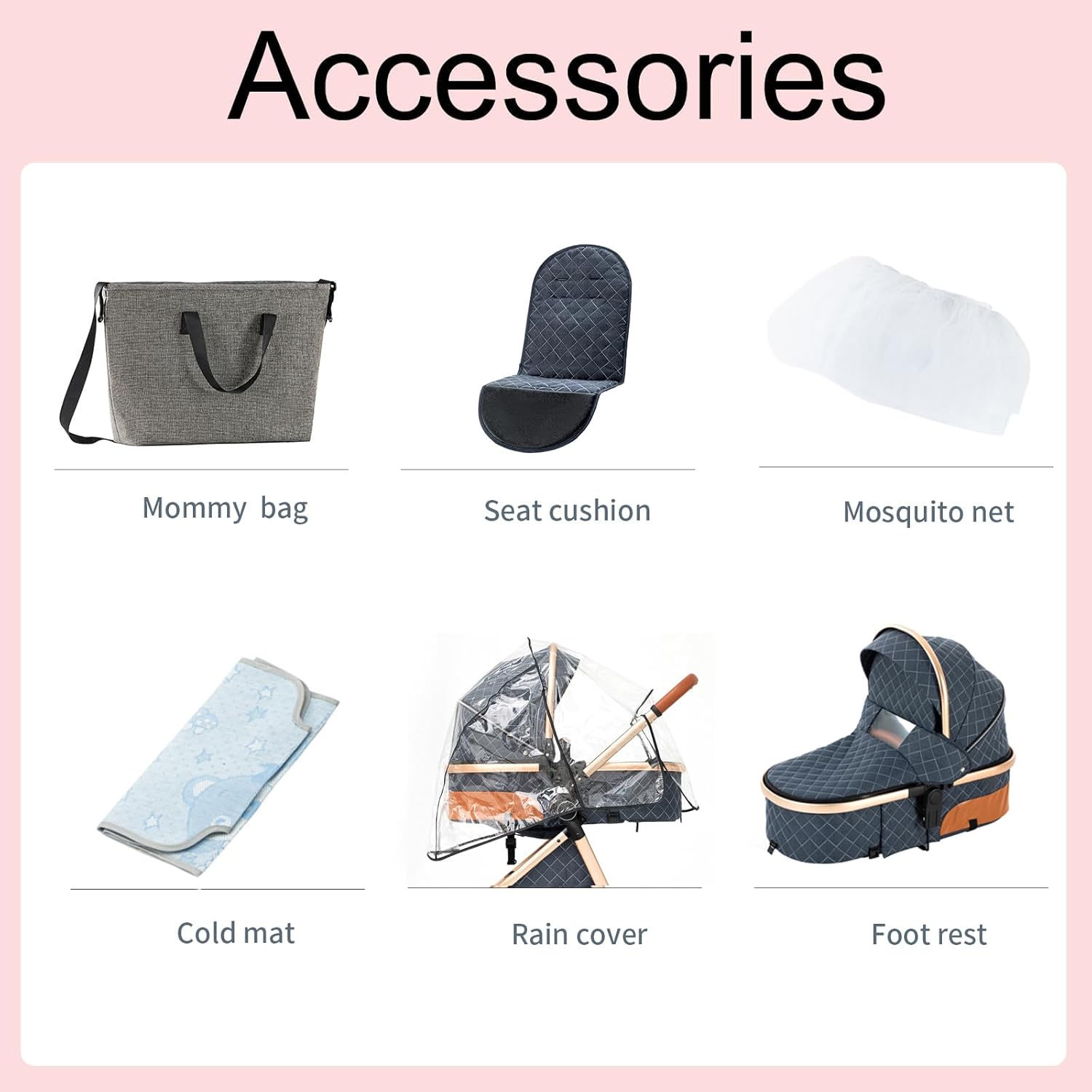 2 in 1 Baby Stroller Convertible Reversible Standard Pram Portable Pushchair Infant Buggy Baby Carriage Foldable High Landscape Pram for Toddler Newborn (225 Pink)