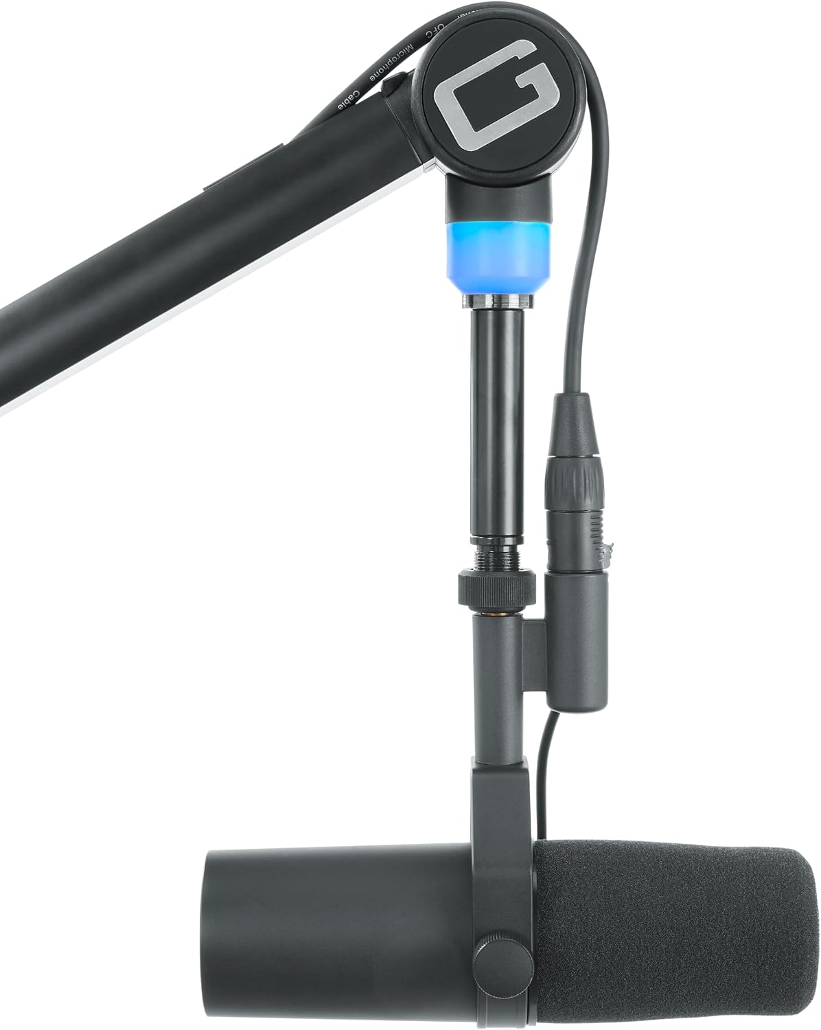 Gator Frameworks Professional Desktop Broadcast/Podcast Microphone Boom Stand with On-Air Indicator Light, Blue,Violet, & Red (GFWMICBCBM4000)