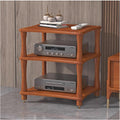 Teak Stereo Rack AV Media Stand - Audio Tower for CD Player, Receiver & AV Equipment - Display Cabinet for Living Room, Gaming & Recording Room (60x48x64cm)
