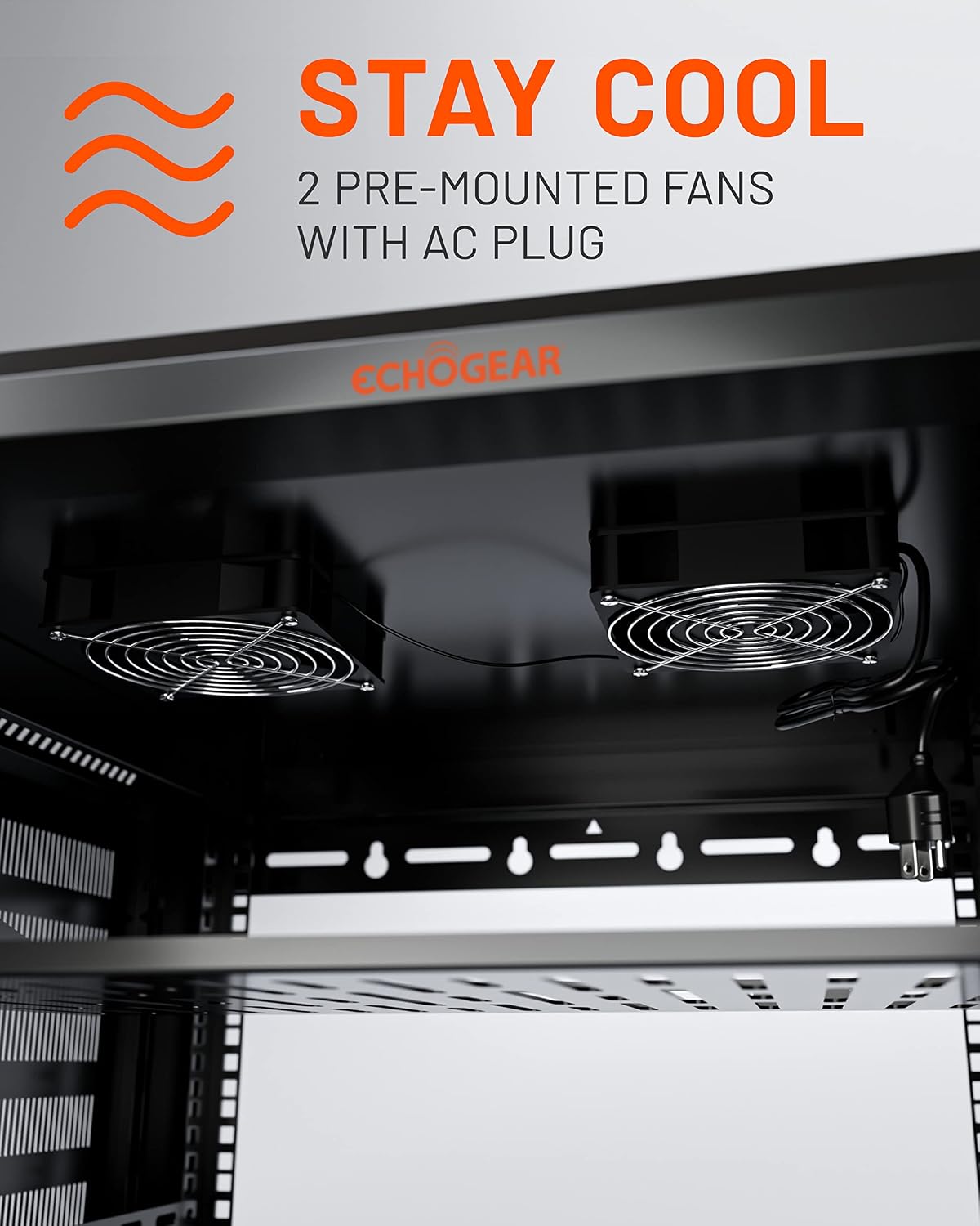 ECHOGEAR 12U Network Rack - Enclosed Wall Mount Rack Kit Includes 2X 1U Shelves, Pre-Mounted Fan, Lockable Door & Hardware - 600mm Depth Fits All Your AV Gear