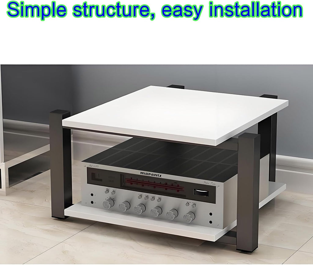 Modern Audio Video Media Storage Cabinet, Black AV Stand, Stereo Tower Rack for Entertainment Center, 70x55x90cm - Stylish Media Organizer for Home Theater.