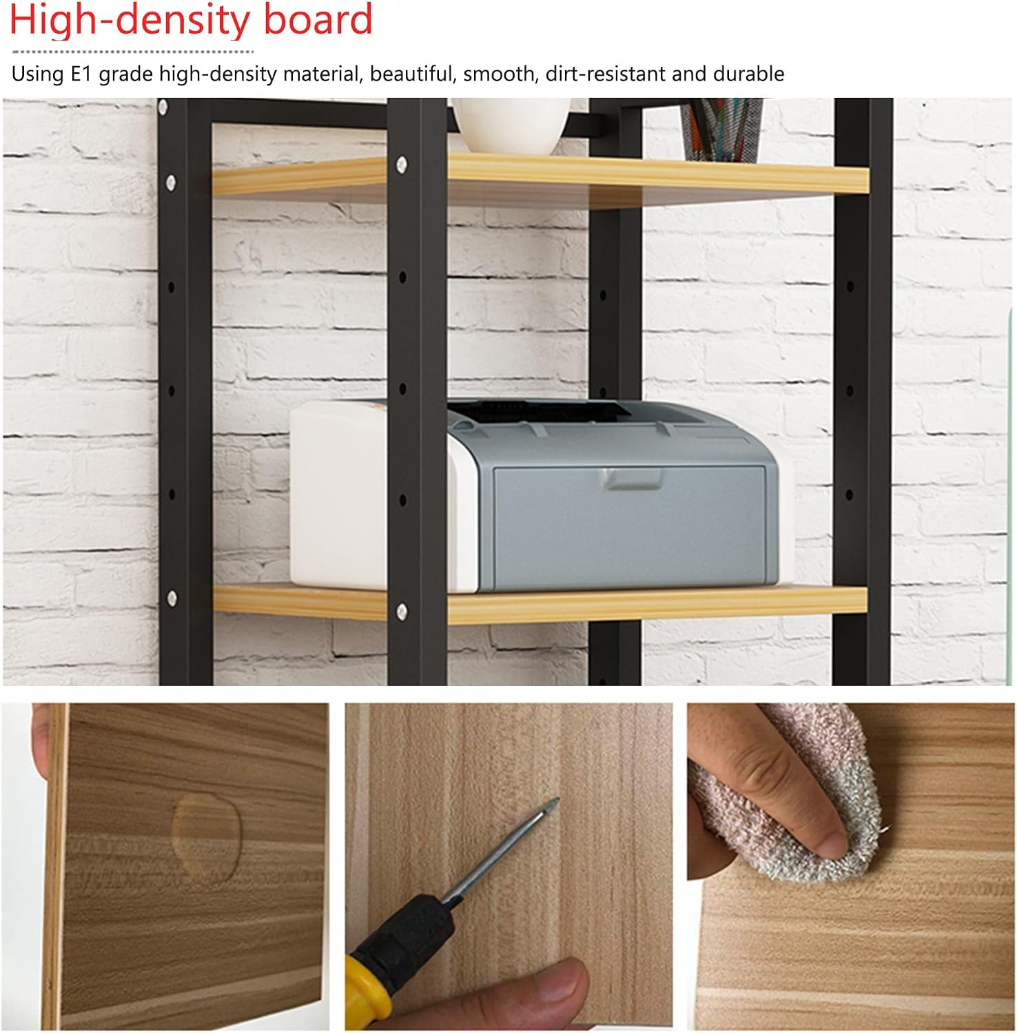 Modern Media Storage Cabinet - Adjustable Height Audio Rack & Stereo Stand, 5/6/7 Shelves for Video Game Consoles & Entertainment Components - Ideal for Home, Office & Theater (Wood Finish)