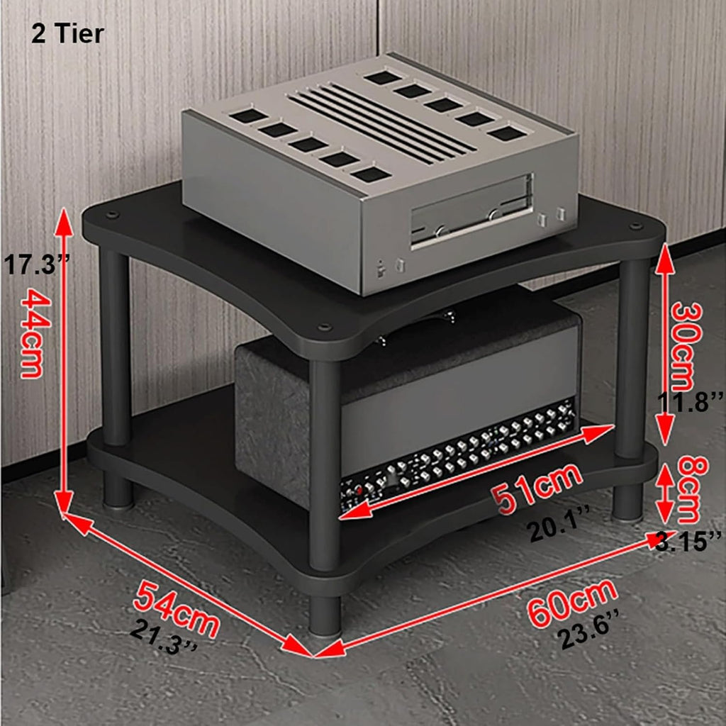 High Performance Walnut Audio Rack 4 Tier HiFi Amplifier Stand Modern AV Media Shelf Corner DVD Display Case Stylish Audio Video Furniture