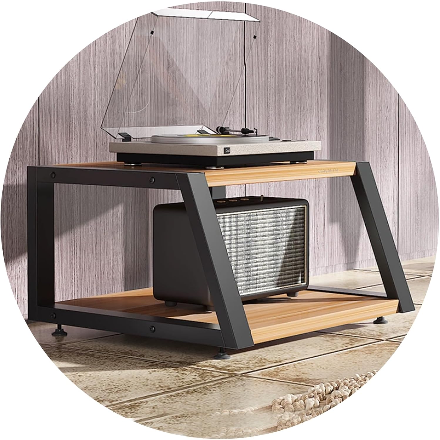 Audio Video Equipment Rack Cabinet HiFi Stand for Amplifier, Receiver Record Player Stand Media Storage Rack Home Theater, Office & Recording Studio Use(C,60 * 52 * 35cm(2Tier))