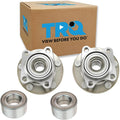 TRQ 2 Piece Front Rear Wheel Bearing & Hub Assembly Set Compatible with 2007-2010 Ford Edge Lincoln MKX