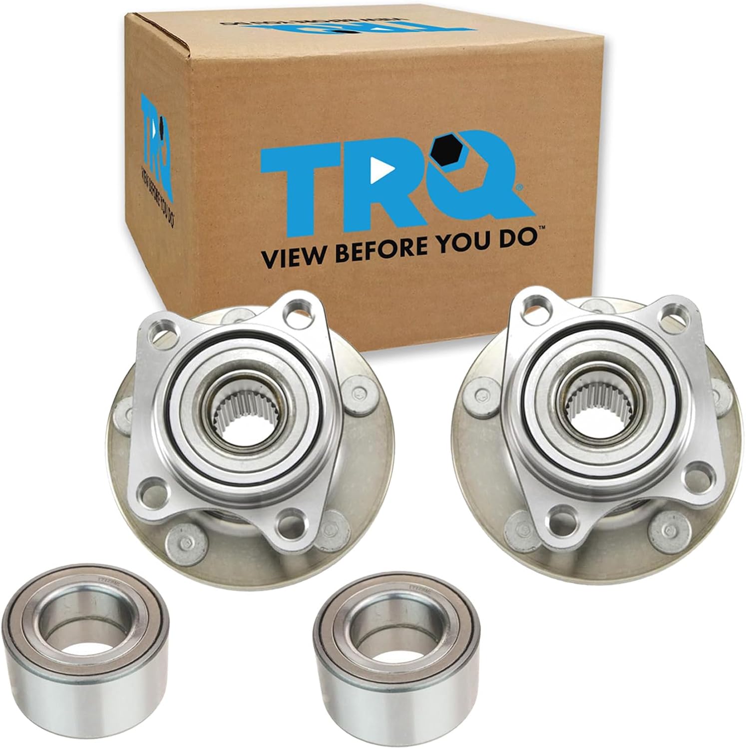 TRQ 2 Piece Front Rear Wheel Bearing & Hub Assembly Set Compatible with 2007-2010 Ford Edge Lincoln MKX