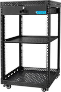 16U Server Rack Cabinet with Drawer & Full Size Rack Shelf - Integrated Top/Bottom Panels, 4 Rolling Wheels for 19' Equipment & Home Lab Studio