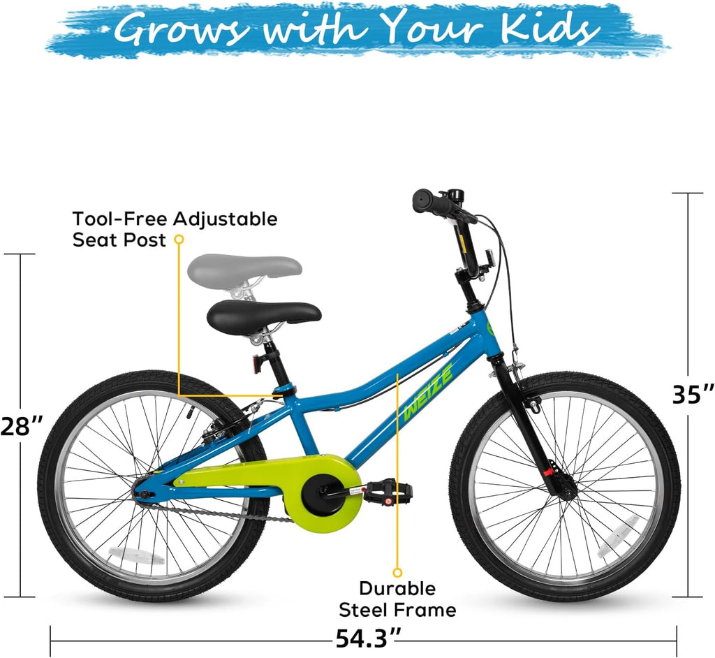 WEIZE Kids Bike, Children Bicycle for Boys & Girls Ages 4-12 Years Old, Rider Height 41-62 Inch, Adjustable Seat & Handlebars, Coaster Brake, Multiple Color Options