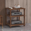 HOFSSI 3 -Tier AV Component Media Stand Audio/Video Component Cabinet Open Multi-Function Storage Shelves with Wooden Shelf for TV, Stereo Equipments, Gaming Consoles, Streaming Devices(B)