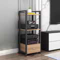 YLLFFLL AV Media Stand Corner Shelf - Rack Audio Tower with Adjustable Shelves - 79 100 120cm Tall Shelf Stand with Wheels - Audio Equipment Rolling Cart Rack Portable for Home(3 Tiers-120cm Tall)