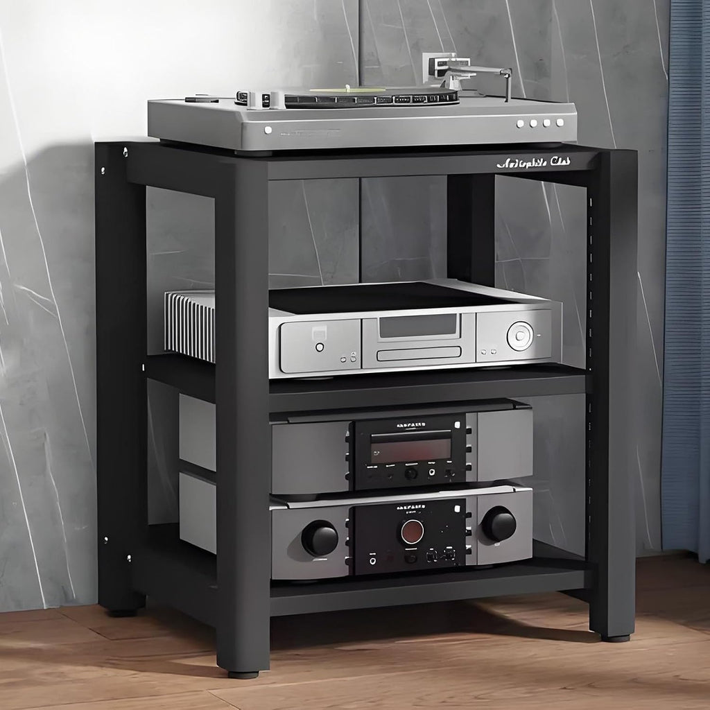 Audio Cabinet Stand, 2/3/4/5 Tier Media Rack with Height-Adjustable Shelf for DVD Players, TV Box, Game Console - Brown