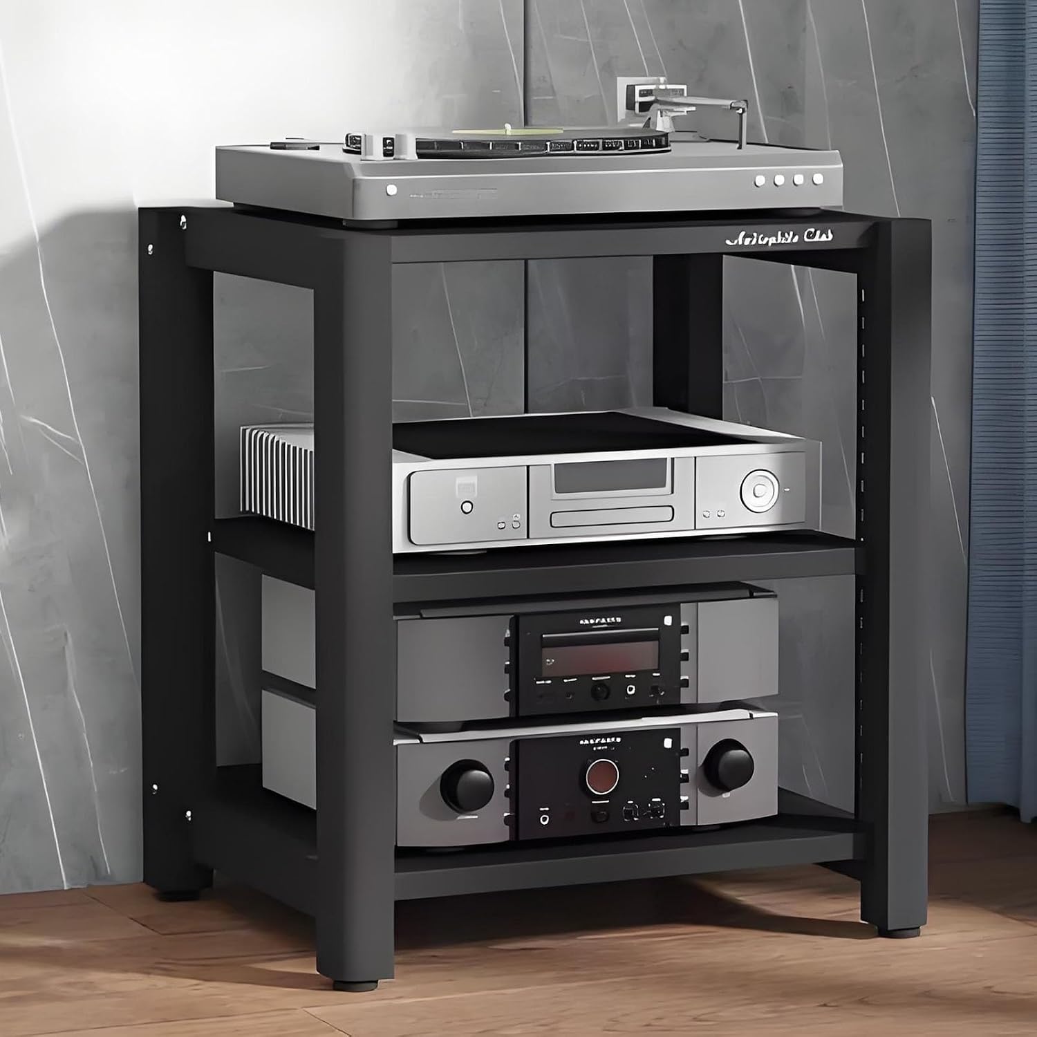 Audio Cabinet Stand, 2/3/4/5 Tier Media Rack with Height-Adjustable Shelf for DVD Players, TV Box, Game Console - Brown