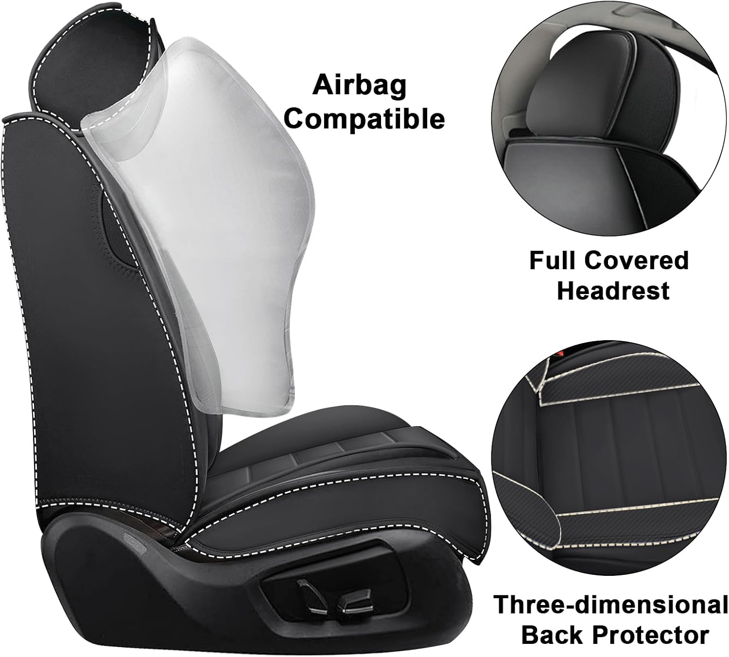 2 Seat Covers for Subaru Outback 2000-2026 Breathable Car Seat Covers,Anti-Slip Waterproof Car Seat Protectors with Airbag,Automotive Vehicle Cushion with Storage Pockets (Standard,Black)