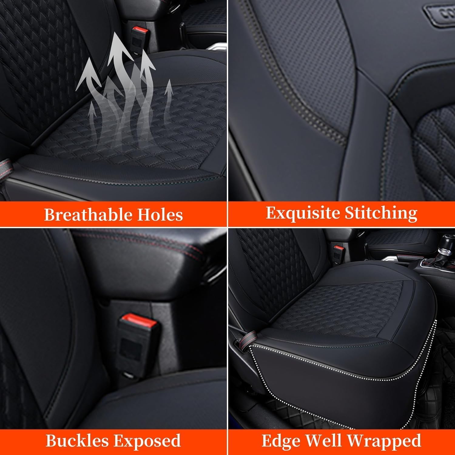 Coverado Seat Covers Full set for Jeep Wrangler, Waterproof Car Seat Covers for Truck Automotive Seat Covers Custom Fit for 2008-2012 Jeep Wrangler JK 4-Door, Full Coverage Wrangler Seat Covers(Black)