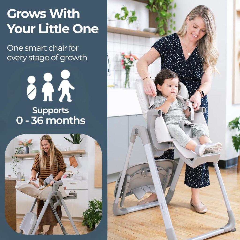 Inglesina My time Highchair, Butter - Adjustable High Chair for Babies & Toddlers, 4 Height & 3 Recline Settings, Collapsible, Tool-Free Assembly, BPA Free, Removable Tray for Easy Cleaning