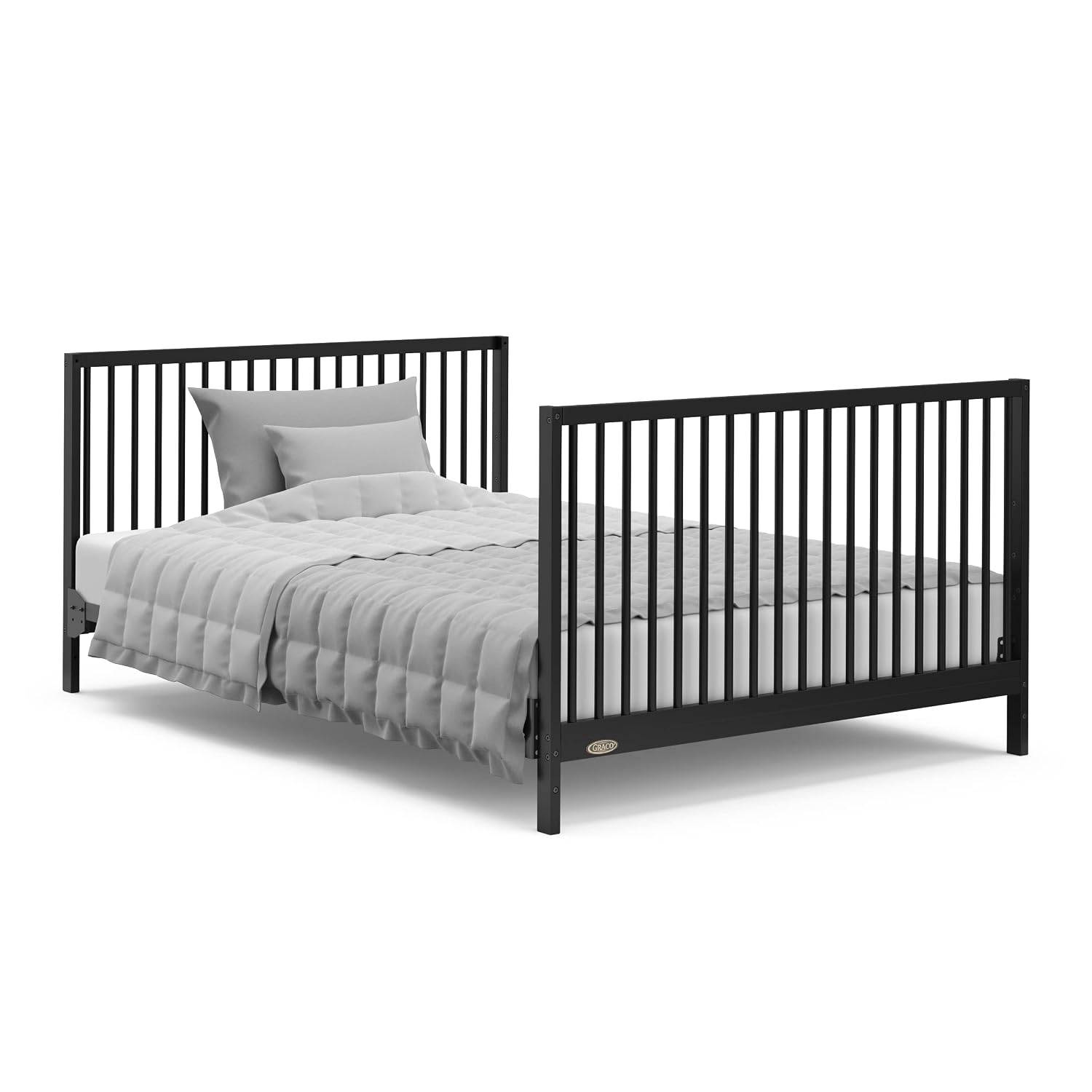 Graco Teddi 5-in-1 Convertible Crib with Drawer – GREENGUARD Gold Certified, Full-Size Nursery Storage Drawer, Baby Crib Converts to Toddler Bed, Daybed and Full-Size Bed (Black)