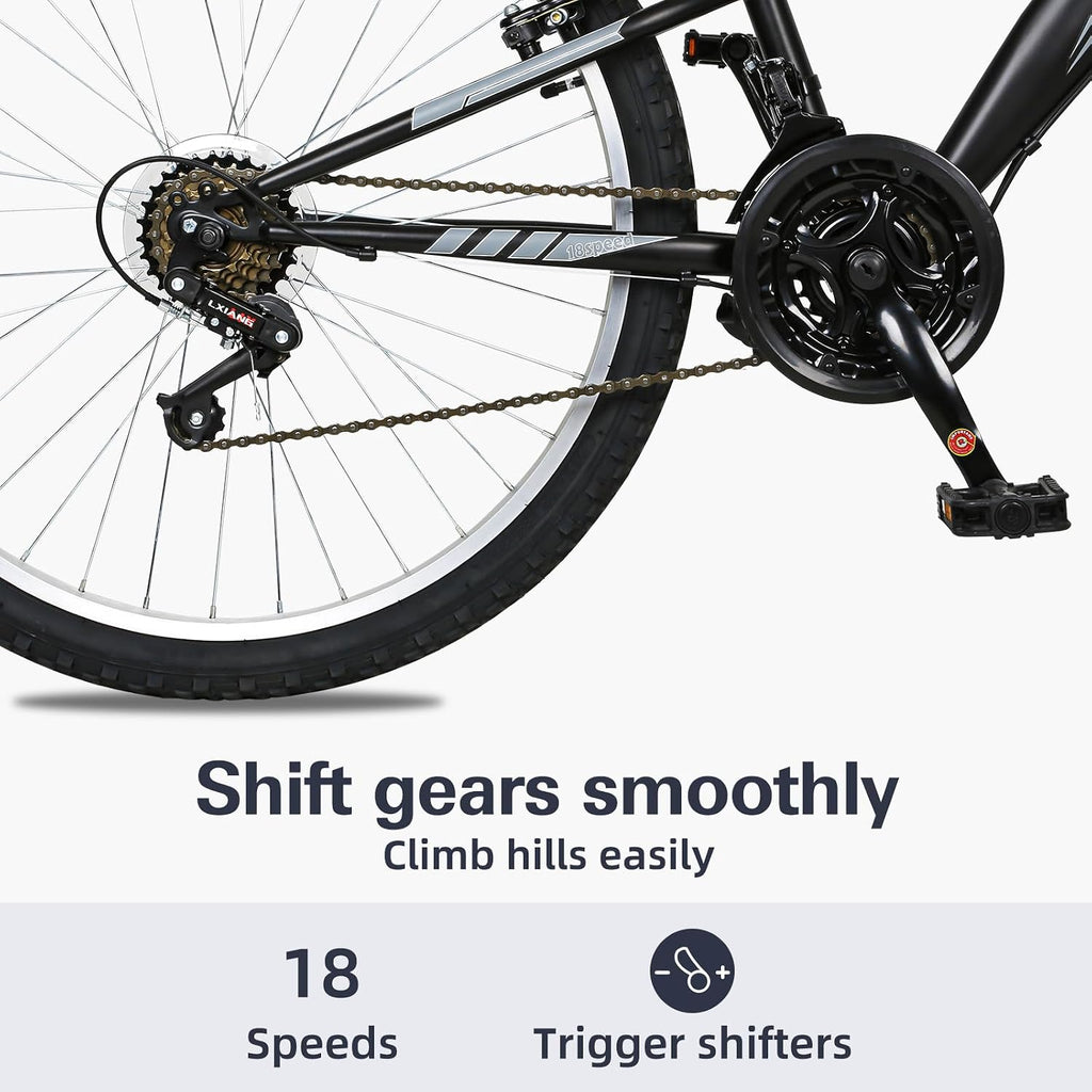 WEIZE Mountain Bike 26 27.5 inch Outdoor Cycling Bike 18-Speed/High-Carbon Steel/Dual Full Suspension, Adjustable Ergonomic Seat for Men Women Adult, MTB Bicycle with Suspension Fork