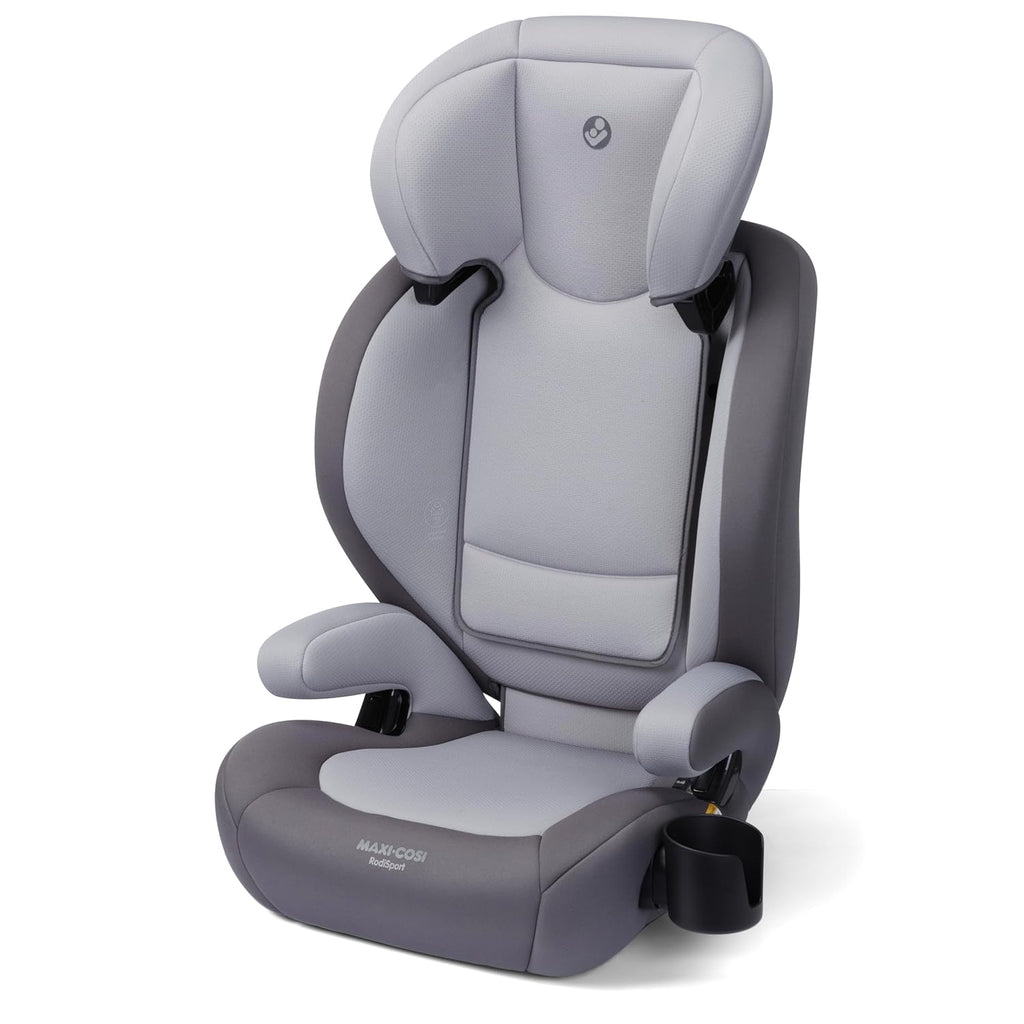 Maxi-Cosi RodiSport Kids Booster Car Seat, High-Back, Backless Booster, 7-Position Headrest, Easy Latch System, Reclining Chair, Belt Guide, Fits 40-100 lbs, 43.4-57 in, Sea Salt