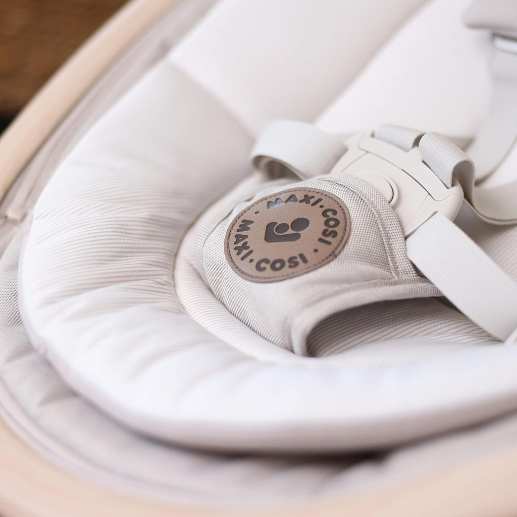 Maxi-Cosi Cassia Smart Baby Swing for Infants, Portable Foldable Swing with Music, 360 Rotation, 5 Speeds, 12 Melodies, EcoCare Fabric, Auto Motion Sensor, 2 Reclines, Classic Slate