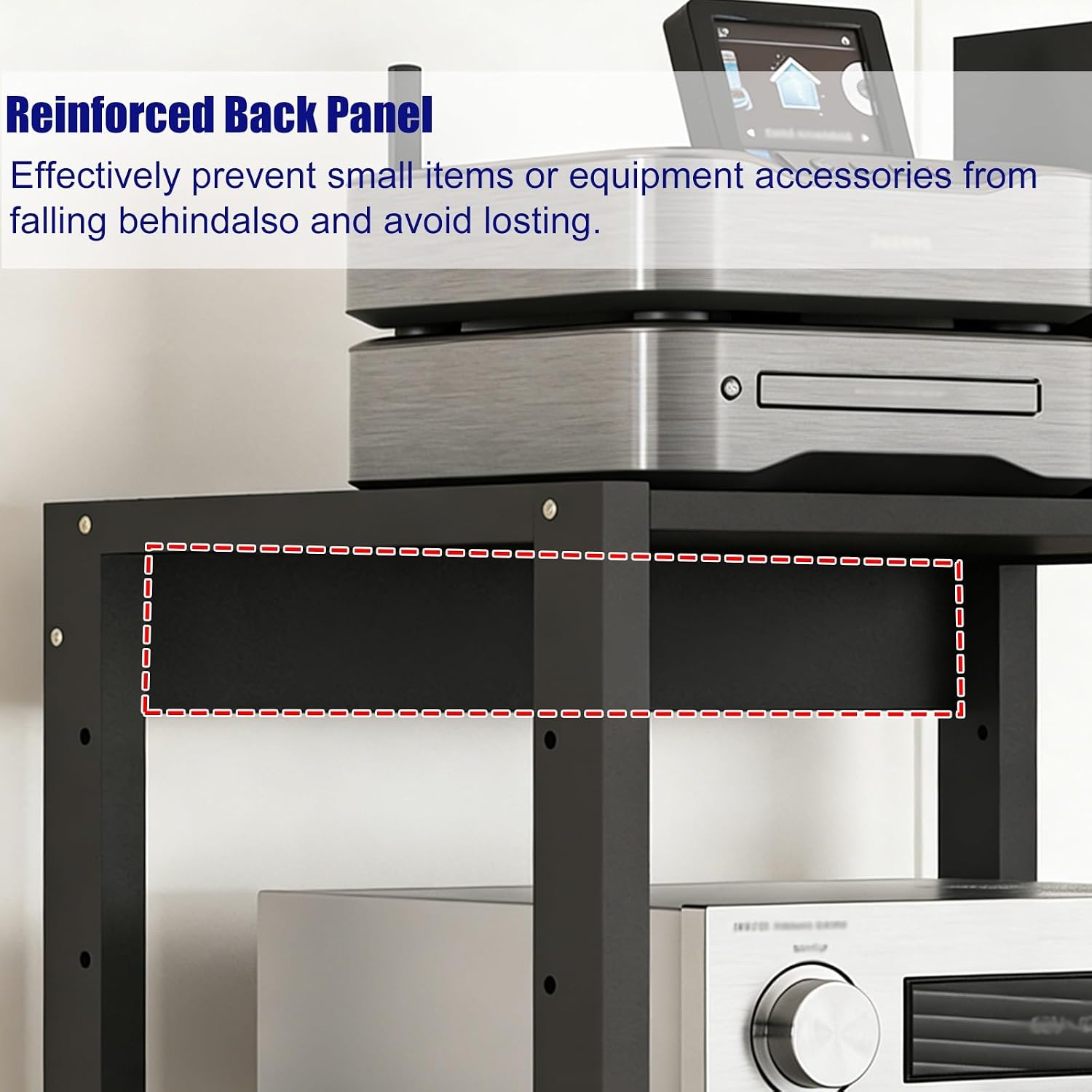 YLLFFLL Black Audio Component Rack Tower Media Stereo Stand Equipment Shelf, 3/4/5/6/7 Tier Media Storage Cabinet with Adjustable Shelf, HiFi Units Furniture(3 Layer)