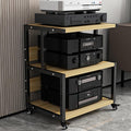 Home Stereo Rack Cabinet, 3 Layer Portable Rolling Vertical Audio-Video Media Equipment Amplifier Stand Shelf, for Office/Hotel/Coffee Shop/Game Room Storage(Walnut Color)