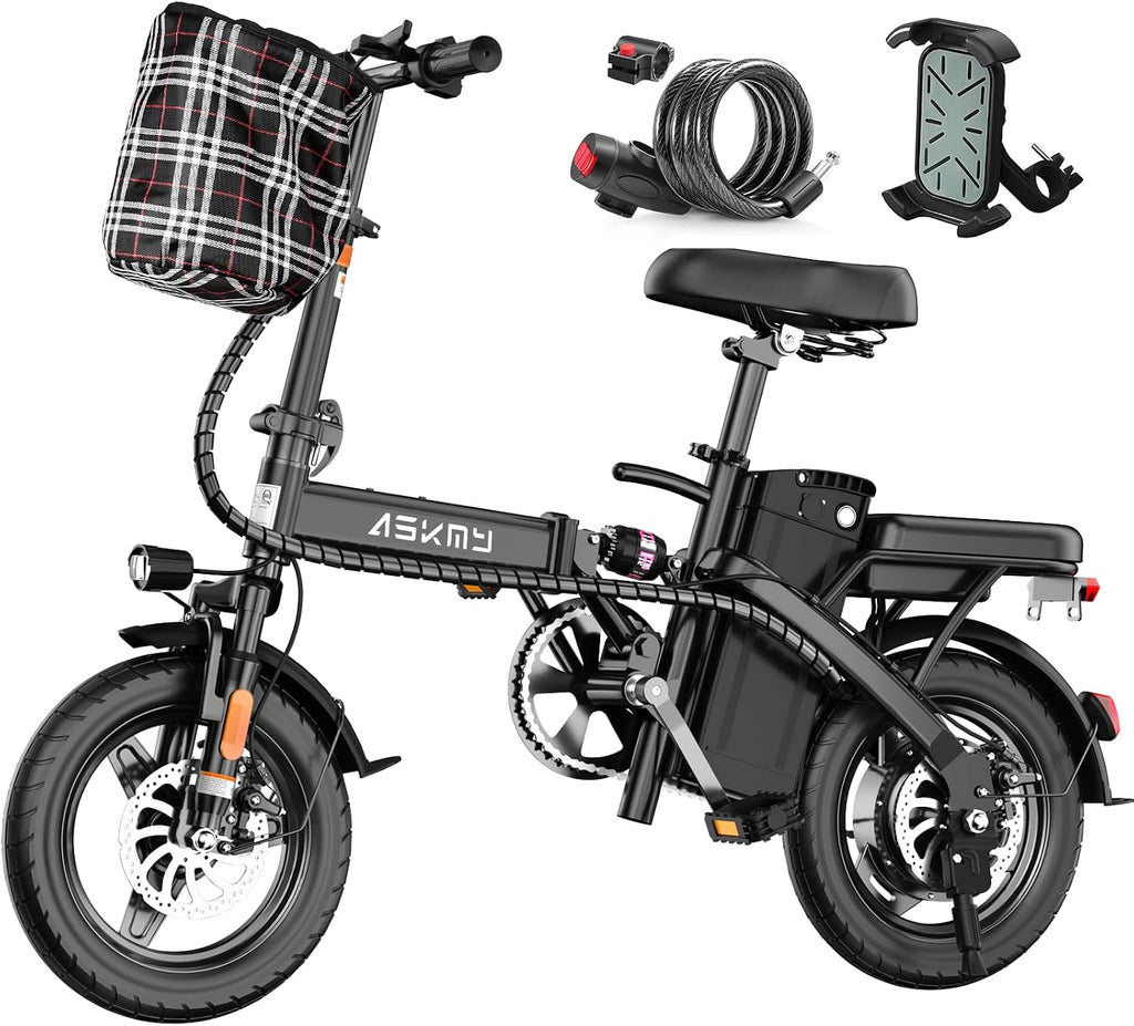 REOCRO Foldable Electric Bike for Adults, 14' Mini Folding E-Bike with 48V 10AH/20AH Removable Battery, 30-60 Miles PAS Range, 700W Peak Motor, Electric Bicycle for Daily Commuting and City Riding
