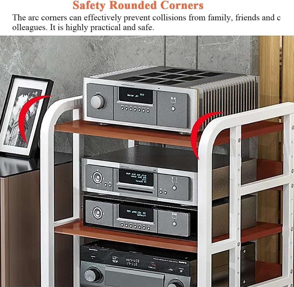 BYZOMU Living Room Media Storage Cabinet, Audio Video Equipment Rack Stereo Component Stand Furniture Shelf