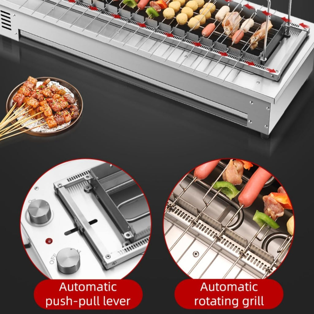 Commercial Barbecue Oven,Auto Roating Grill,Smokeless Searing Grill,Built-in Rotisserie Stove,Electric Skewers Barbeque Oven,Kebab Roasting Equipment,8 Skewers,110V