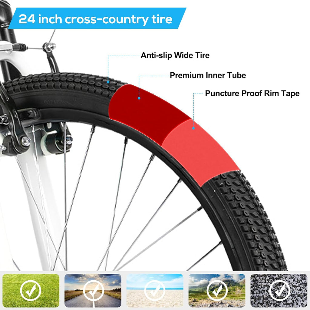 Hiland 20 24 Inch Mountain Bike for Kids Age 5 + Year Old, Front Suspension Fork Kids' Bicycles for Boys Girls Multiple Colors