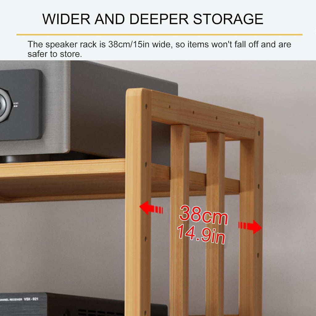 Height-Adjustable Modern AV Stand - Multi-Function Floor-Standing Audio Rack, Wooden Shelves TV Cabinet, Corner Storage for Stereo Components & Media Equipment