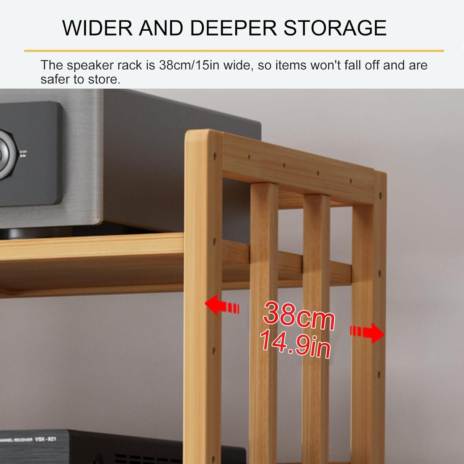 Height-Adjustable Modern AV Stand - Multi-Function Floor-Standing Audio Rack, Wooden Shelves TV Cabinet, Corner Storage for Stereo Components & Media Equipment