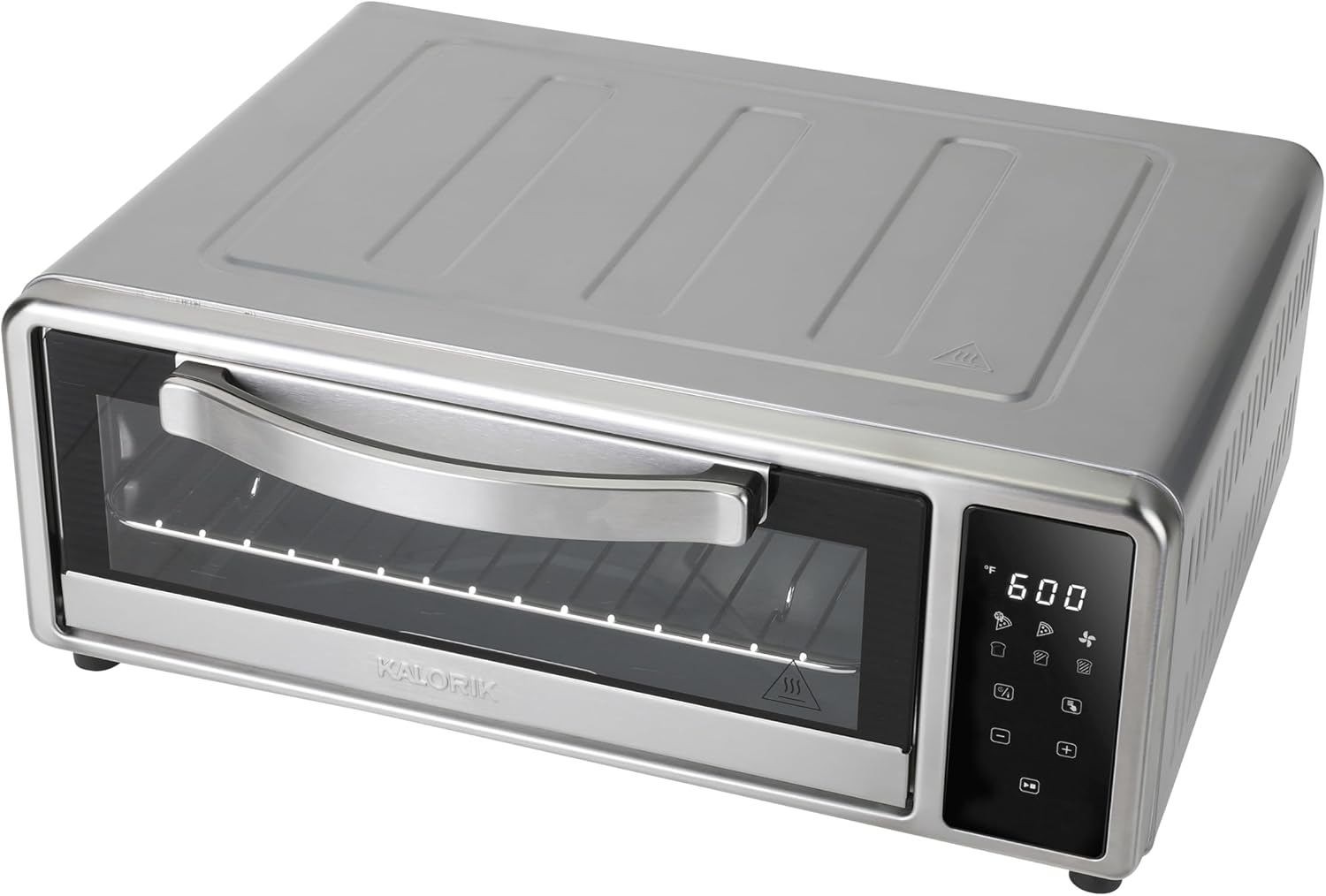 Kalorik MAXX Air Fryer Pizza Oven with Stone, Turbo-Heat Technology Up To 600F Featuring Touchscreen Controls with 6 Preset Functions Fits 12-Inch Pizzas, 1700-Watts, Stainless Steel