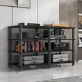 4-Tier Corner AV Media Stand - Stereo Audio Rack & Entertainment Tower Shelf for Video Game Consoles, Deep Black Storage Cabinet (120x40x70cm)