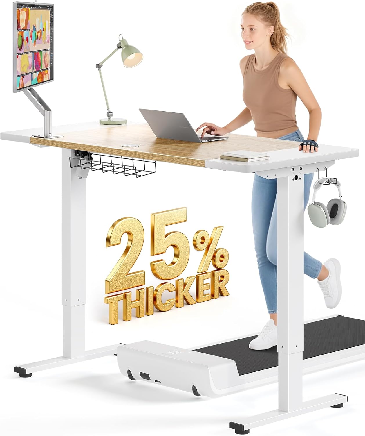 SIAGO Electric Standing Desk Adjustable - 48 x 24 Inch Sit Stand up Desk with 0.8 Inch Thick Tabletop - Adjustable Height Table with 3 Memory Preset, Cable Management for Home Office