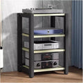 4 Tier Corner Shelf Media TV Console Storage Cabinet, Stereo Equipment Audio Vedio Stand, Player CD DVD Speaker Gaming Amplifier Streaming Device Component Rack for Living Gamin(White-4 Tier)
