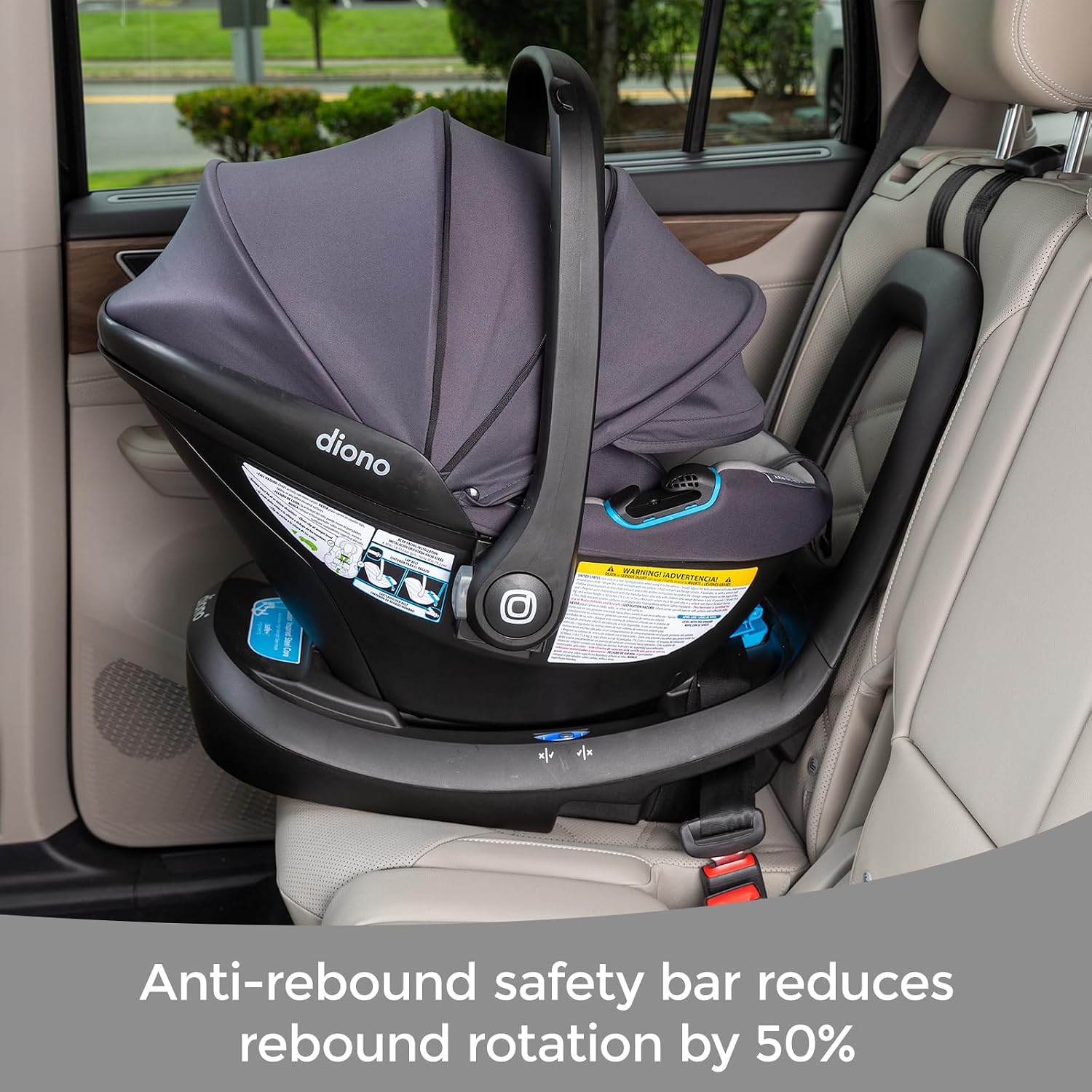 Diono LiteClik30 RXT SafePlus Infant Car Seat and Base, Rear-Facing for Infants 4-30lbs, SafePlus Engineering, with Infant Insert, UPF 50+ Sunshade (Gray Glacier Frost)
