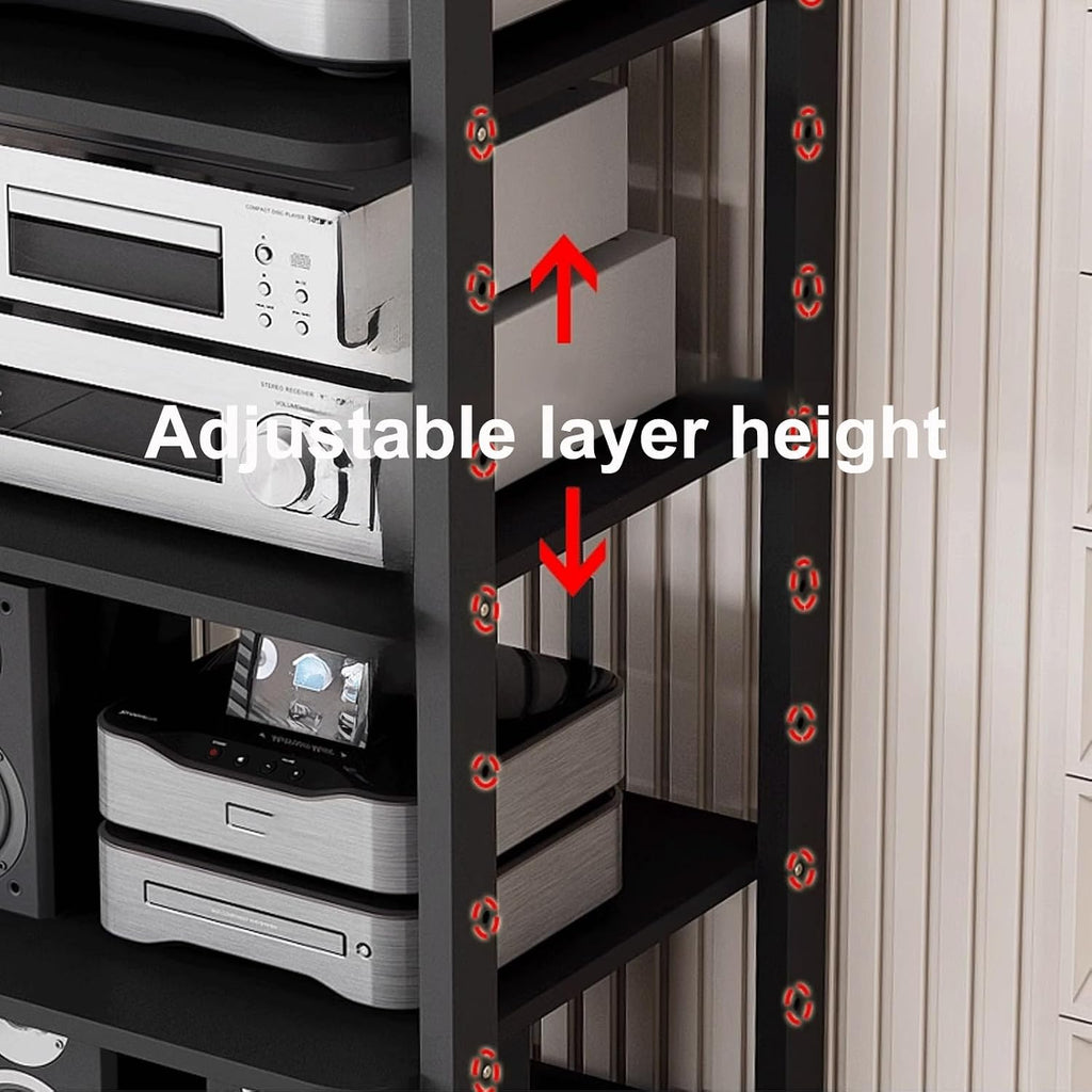 Shelf Organizer Rack, Audio Rack Tower, Media Stand, Rack Audio Tower Heavy Duty for Audio Equipments 50 * 45 * 69.5Cm 3 Colors,Black+Black50*45 * 69.5Cm