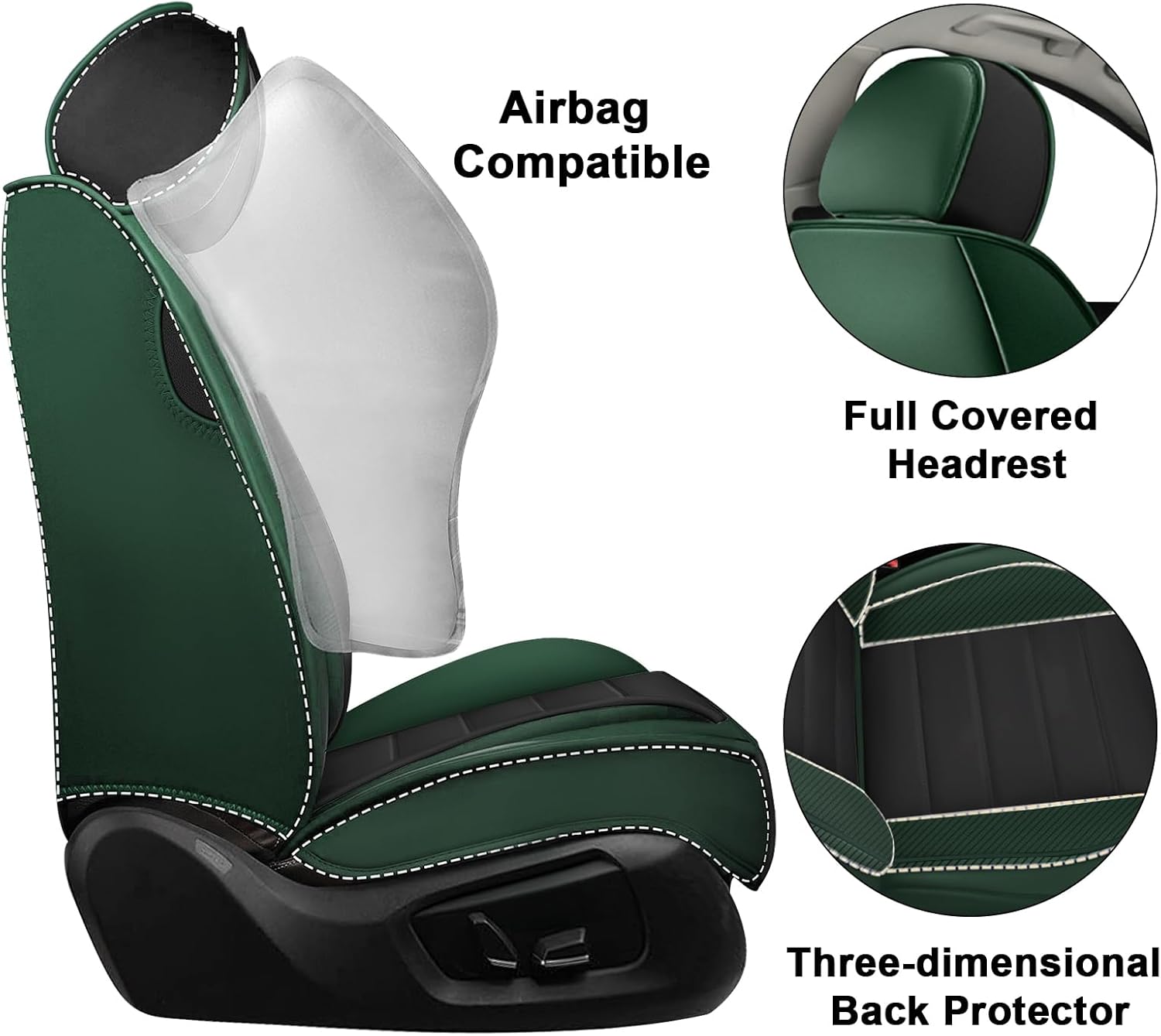 2 Seat Covers for Subaru Outback 2000-2026 Breathable Car Seat Covers,Anti-Slip Waterproof Car Seat Protectors with Airbag,Automotive Vehicle Cushion with Storage Pockets (Standard,Green)