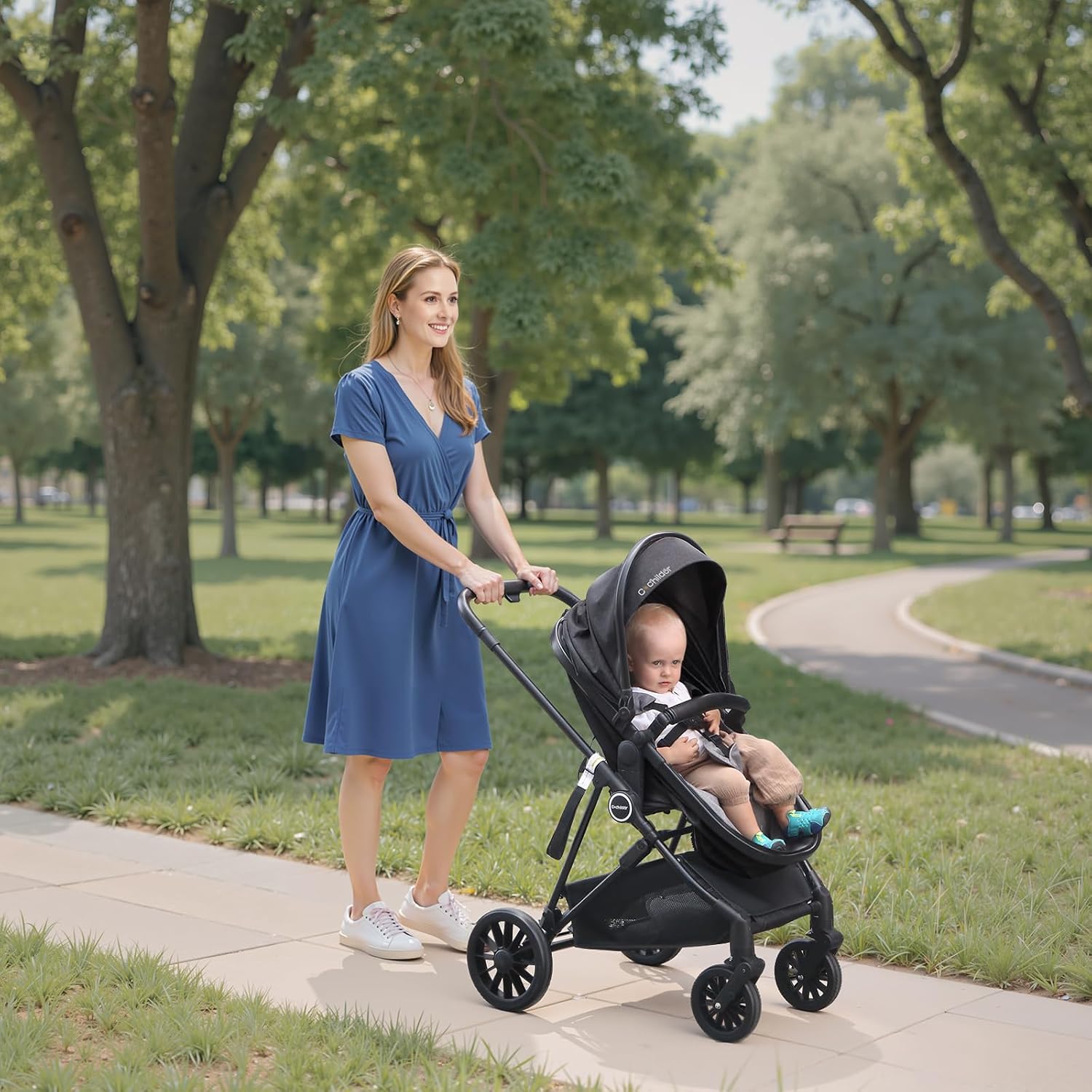Cochildor Lite 2.0 Baby Stroller with Newborn Mode, 2-in-1 Foldable Infant Stroller with Reversible Seat and UPF 50+ Canopy