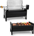 ONLYFIRE GRILLS 2 IN 1 Charcoal Grill Rotisserie Kit with 3 Stainless Steel Rotating Baskets and 24 In Grill Grate, Auto Swivel BBQ Roasting Machine for Outdoor Patio Backyard Barbecue, GS304