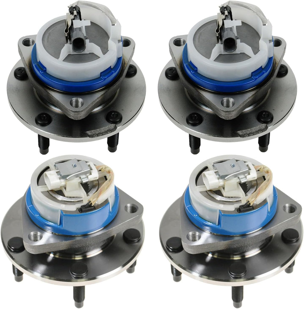 TRQ 2 Piece Front Rear Wheel Bearing & Hub Assembly Set Compatible with 2004-2008 Cadillac XLR 1997-2008 Chevrolet Corvette