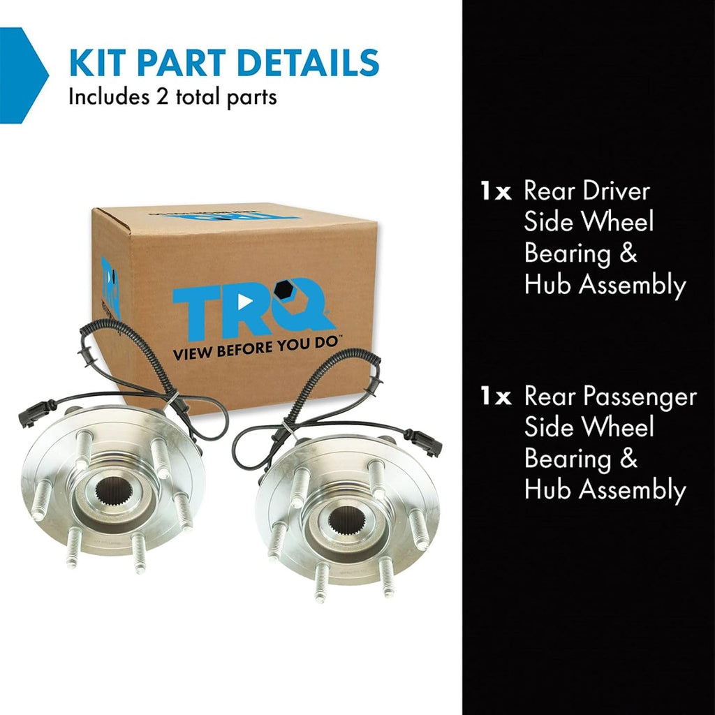 TRQ 2 Piece Rear Wheel Bearing & Hub Assembly Set Compatible with 2011-2014 Ford Expedition Lincoln Navigator