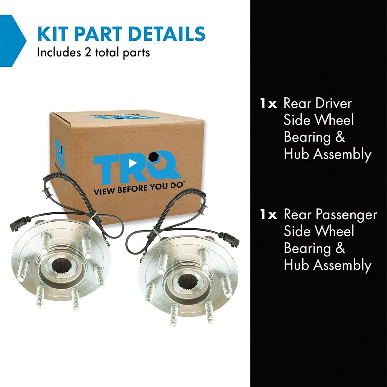 TRQ 2 Piece Rear Wheel Bearing & Hub Assembly Set Compatible with 2011-2014 Ford Expedition Lincoln Navigator