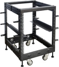 RIVECO 12U 19' Adjustable Depth Server Rack Support Up to 1700LBS Floor Standing 4 Post Rack with L Rails & Load-Bearing Casters Universal for Network Equipment Black