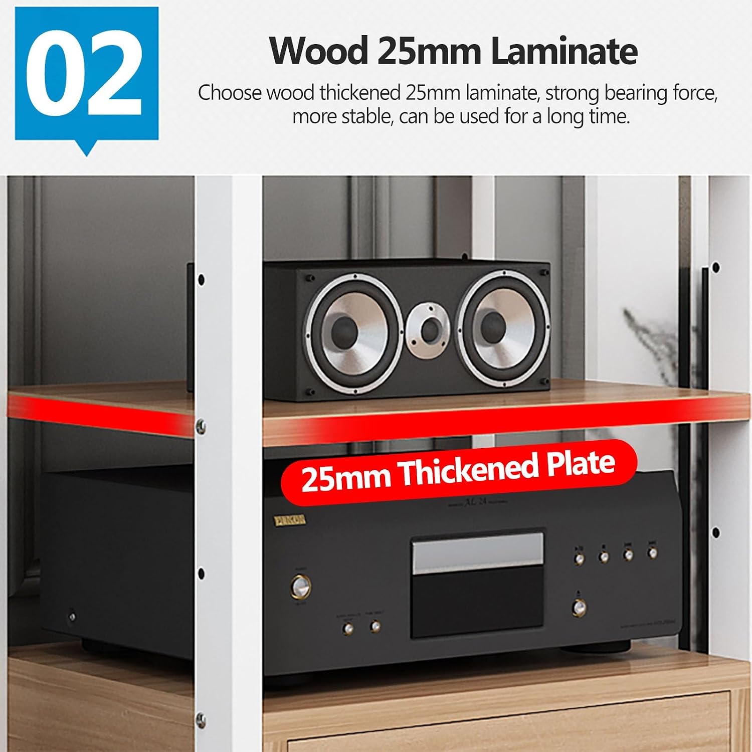 YLLFFLL AV Media Stand Corner Shelf - Rack Audio Tower with Adjustable Shelves - 79 100 120cm Tall Shelf Stand with Wheels - Audio Equipment Rolling Cart Rack Portable for Home(3 Tiers-120cm Tall)