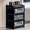 3 4 Tier Media Console Table Stereo Stand Cabinet, Acrylic Audio Equipment Racks w/Adjustable Board for Home Living Room, Record Player Tower Shelving Organizer(B,4 Tier)
